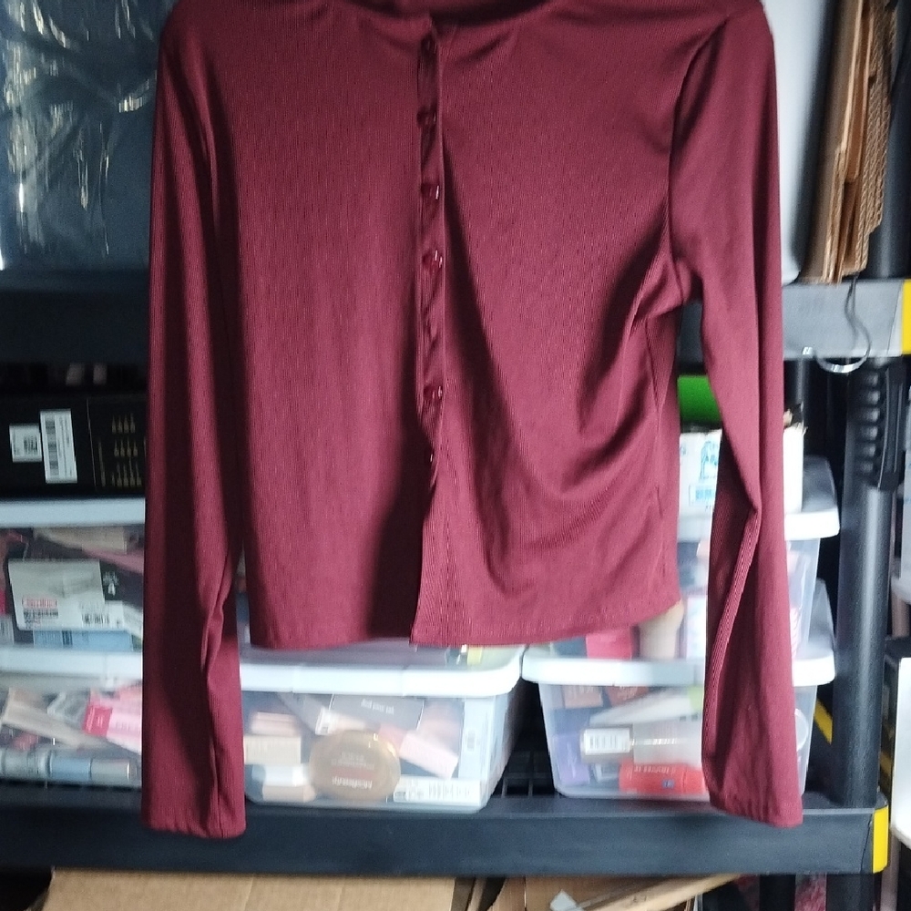 Chic Maroon Button-Down Shirt for Women